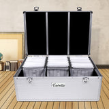 Embellir CD Case DVD Cases Storage Box 500 Discs Aluminium Case DVD Folders - Low Angle