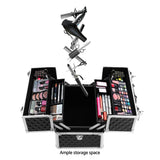 Embellir Portable Cosmetic Beauty Makeup Case - Diamond Black - 45-Degree Angle