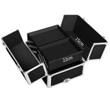 Embellir Makeup Case Beauty Trolley Cosmetic Organiser Box Travel Wheels Black - Front View