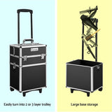 Embellir Makeup Case Beauty Trolley Cosmetic Organiser Box Travel Wheels Black - Top-Down View