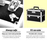 Embellir Makeup Case Beauty Trolley Cosmetic Organiser Box Travel Wheels Black - 45-Degree Angle