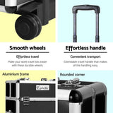 Embellir Makeup Case Beauty Trolley Cosmetic Organiser Box Travel Wheels Black - Rear View