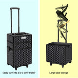 Embellir Makeup Case Beauty Trolley Cosmetic Organiser Box Travel Wheels Diamond - 45-Degree Angle