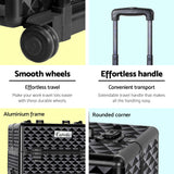 Embellir Makeup Case Beauty Trolley Cosmetic Organiser Box Travel Wheels Diamond - Rear View