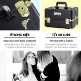 Embellir Makeup Case Beauty Trolley Cosmetic Organiser Box Travel Wheels Gold - Top-Down View