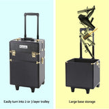 Embellir Makeup Case Beauty Trolley Cosmetic Organiser Box Travel Wheels Gold - 45-Degree Angle