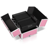 Embellir Makeup Case Beauty Trolley Cosmetic Organiser Box Travel Wheels Pink - Side View