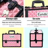 Embellir Portable Cosmetic Beauty Makeup Case - Diamond Pink - Top-Down View