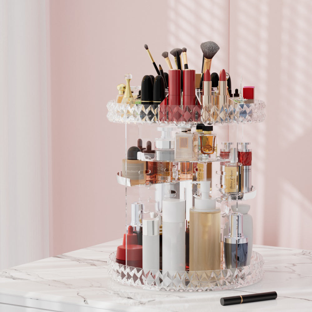 360° Rotating Acrylic Makeup Organizer - Embellir Cosmetic Storage Case