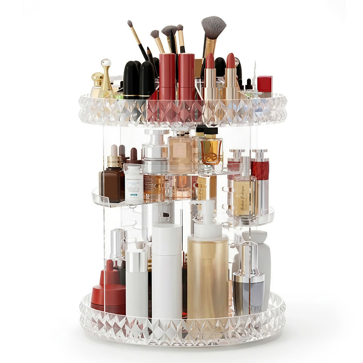 360? Rotating Acrylic Makeup Organizer - Embellir Cosmetic Storage Case