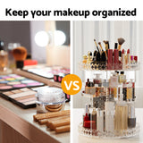 360? Rotating Acrylic Makeup Organizer - Embellir Cosmetic Storage Case