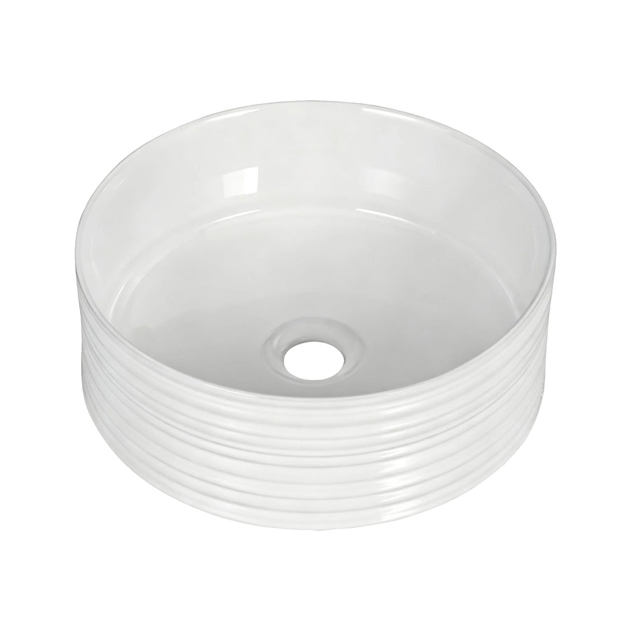 Cefito Bathroom Basin Vanity Sink Vessel Ceramic White Round Countertop 36cm