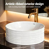 Cefito Bathroom Basin Vanity Sink Vessel Ceramic White Round Countertop 36cm - 45-Degree Angle