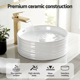 Cefito Bathroom Basin Vanity Sink Vessel Ceramic White Round Countertop 36cm - Close-Up Angle
