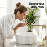 Cefito Bathroom Basin Vanity Sink Vessel Ceramic White Round Countertop 36cm - Extra Image