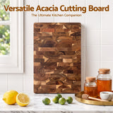5-Star Chef Acacia Wooden Cutting Board End Grain Chopping Board - Top-Down View