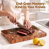 5-Star Chef Acacia Wooden Cutting Board End Grain Chopping Board - 45-Degree Angle
