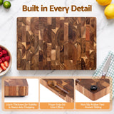 5-Star Chef Acacia Wooden Cutting Board End Grain Chopping Board - Rear View