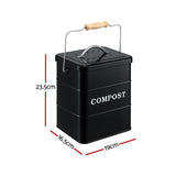 Gardeon 5L Compost Bin Kitchen Countertop Food Waste Caddy Black - Front View