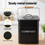 Gardeon 5L Compost Bin Kitchen Countertop Food Waste Caddy Black - 45-Degree Angle