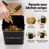 Gardeon 5L Compost Bin Kitchen Countertop Food Waste Caddy Black - Rear View