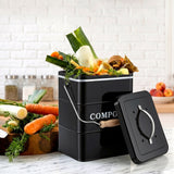 Gardeon 5L Compost Bin Kitchen Countertop Food Waste Caddy Black - Low Angle