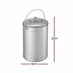 Gardeon Compost Bin Kitchen Countertop Food Waste Caddy 6L Silver