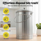 Gardeon Compost Bin Kitchen Countertop Food Waste Caddy 6L Silver - Top-Down View