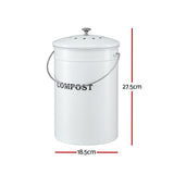 Gardeon Compost Bin Kitchen Compost Caddy Food Waste Bin Bench White - Front View