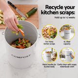 Gardeon Compost Bin Kitchen Compost Caddy Food Waste Bin Bench White - Rear View