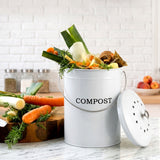 Gardeon Compost Bin Kitchen Compost Caddy Food Waste Bin Bench White - Low Angle