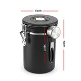 5-Star Chef 1.8L Stainless Steel Coffee Bean Storage Container Coffee Canister - Front View