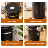 5-Star Chef 1.8L Stainless Steel Coffee Bean Storage Container Coffee Canister - Close-Up Angle