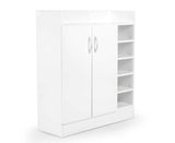 Sarantino 21 Pairs Shoe Cabinet Storage Organiser Shelf 2 Doors 80 x 30 x 90cm in White - Low Angle