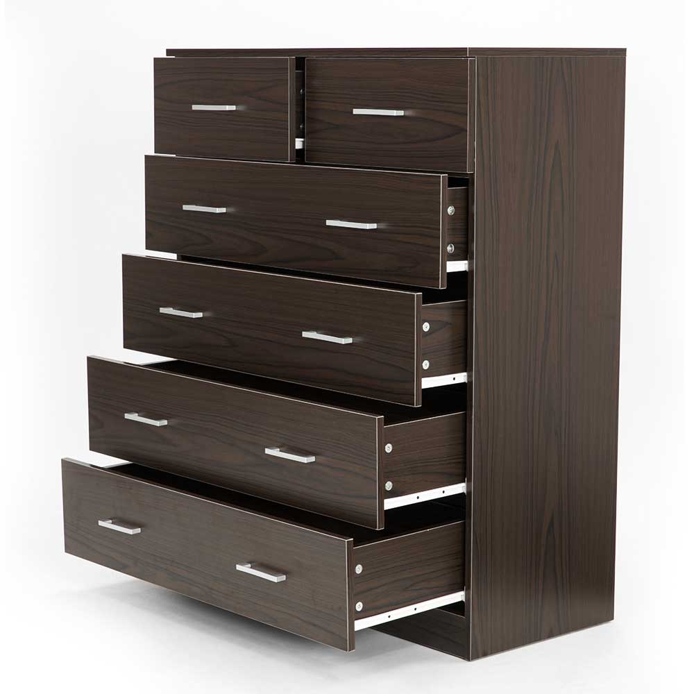 Sarantino Tallboy Dresser 6 Chest Of Drawers Cabinet Storage 85 x 39.5 x 105 in Brown