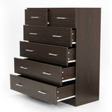 Sarantino Tallboy Dresser 6 Chest Of Drawers Cabinet Storage 85 x 39.5 x 105 in Brown
