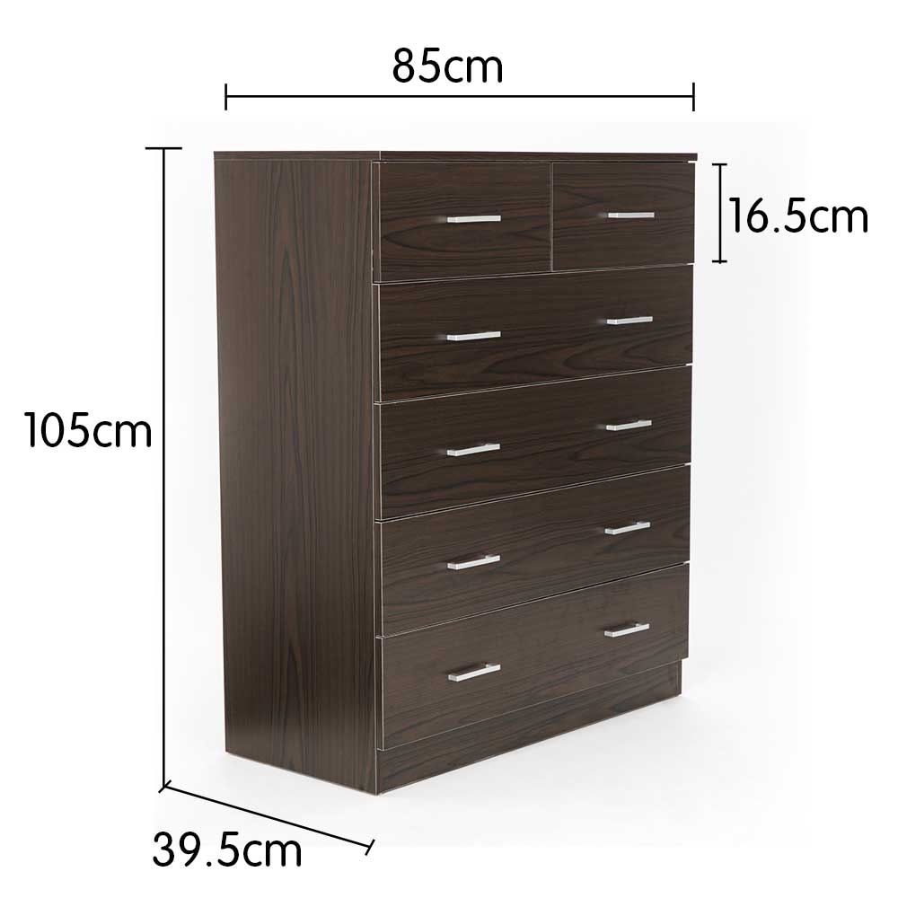 Sarantino Tallboy Dresser 6 Chest Of Drawers Cabinet Storage 85 x 39.5 x 105 in Brown