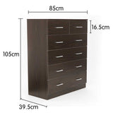 Sarantino Tallboy Dresser 6 Chest Of Drawers Cabinet Storage 85 x 39.5 x 105 in Brown - Low Angle