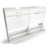 Sarantino 24 Pairs Shoe Cabinet Storage White Drawers Chest 1200 x 240 x 920 in White