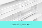 Sarantino 24 Pairs Shoe Cabinet Storage White Drawers Chest 1200 x 240 x 920 in White - Extra Image