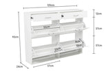 Sarantino 24 Pairs Shoe Cabinet Storage White Drawers Chest 1200 x 240 x 920 in White