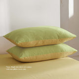 Cosy Club Washed Cotton Quilt Set Yellow Lime Double - Side View