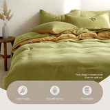 Cosy Club Washed Cotton Quilt Set Yellow Lime Double - 45-Degree Angle