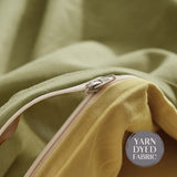 Cosy Club Washed Cotton Quilt Set Yellow Lime Double - Close-Up Angle