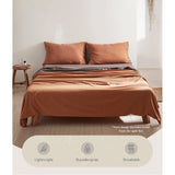 Cosy Club Cotton Bed Sheets Set Orange Brown Cover Double - Side View