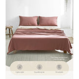Cosy Club Cotton Bed Sheets Set Red Beige Cover Double - Side View