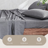 Cosy Club Cotton Bed Sheets Set Black Cover Single - Top-Down View