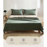 Cosy Club Cotton Bed Sheets Set Green Beige Cover Single - Side View