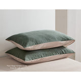 Cosy Club Cotton Bed Sheets Set Green Beige Cover Single - Top-Down View