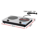 Devanti 2 Hobs Ceramic Cooktop Electric Hot Plate Infrared Knob Control 2400W - Front View